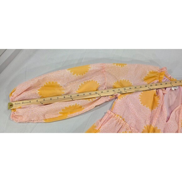 NWT J. Marie Sarah Dress Tiered Babydoll Balloon Slv Pockets Pink Orange Flowy S - Picture 15 of 15